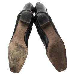 Pre Owned Anya Hindmarch Black Length Calf Length Boots Size 38