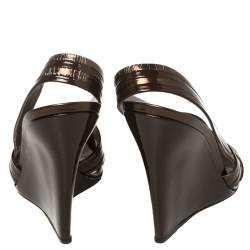 Pre Owned Anya Hindmarch Brown Leather Wedge Sandals Size 38