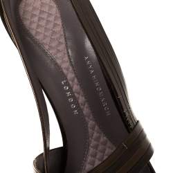 Pre Owned Anya Hindmarch Brown Leather Wedge Sandals Size 38