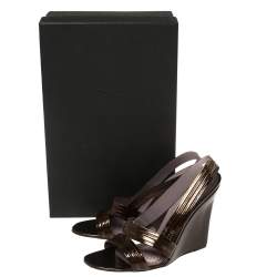 Pre Owned Anya Hindmarch Brown Leather Wedge Sandals Size 38