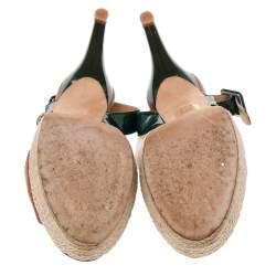 Pre Owned Anya Hindmarch Tricolor Leather Open Toe Espadrille Slingback Sandals Size 38