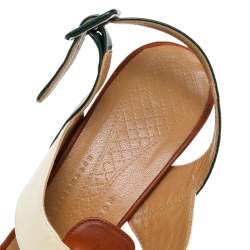 Pre Owned Anya Hindmarch Tricolor Leather Open Toe Espadrille Slingback Sandals Size 38