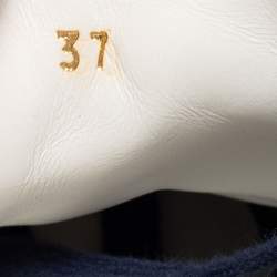 Pre Owned Anya Hindmarch Navy Blue Velvet Egg Sneakers Size 37