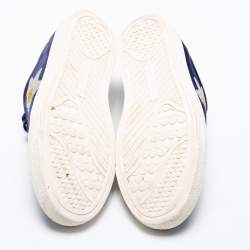 Pre Owned Anya Hindmarch Navy Blue Velvet Egg Sneakers Size 37