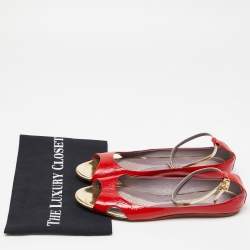 Anya Hindmarch Red Patent Leather Open Toe Ankle Strap Flats Size 39