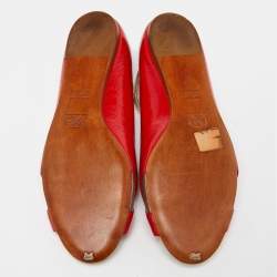 Anya Hindmarch Red Patent Leather Open Toe Ankle Strap Flats Size 39