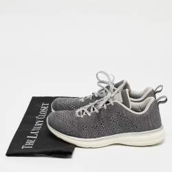 APL Silver/Grey Knit Fabric Runner Lace Up Sneakers Size 37