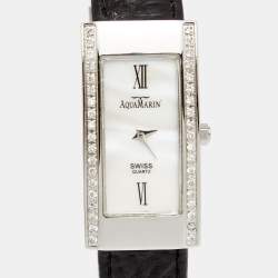 Pre Owned AquaMarin Mother of Pearl Stainless Steel Diamond Avalon Women's Wristwatch 20 mm