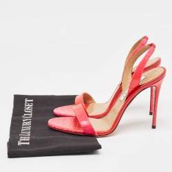 Pre Owned Aquazzura Two Tone Croc Embossed Leather so nude Sandals Size 38