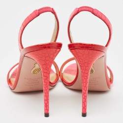 Pre Owned Aquazzura Two Tone Croc Embossed Leather so nude Sandals Size 38