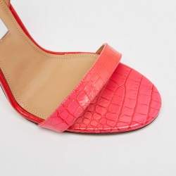 Pre Owned Aquazzura Two Tone Croc Embossed Leather so nude Sandals Size 38