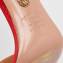 Pre Owned Aquazzura Two Tone Croc Embossed Leather so nude Sandals Size 38