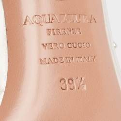 Pre Owned Aquazzura Cream Leather and PVC Crystal Embellished Slingback Pumps Size 39.5