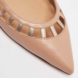 Pre Owned Aquazzura Beige Leather Le Parisien Ballet Flats Size 37