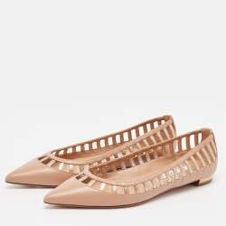 Pre Owned Aquazzura Beige Leather Le Parisien Ballet Flats Size 37