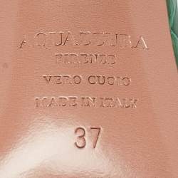 Pre Owned Aquazzura Green Croc Embossed Patent Leather so nude Ankle Strap Sandals Size 37