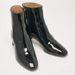 Aquazzura Black Patent Leather Ankle Length Boots Size 41