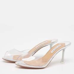 Pre Owned Aquazzura Transparent PVC Carrie Plexi Mules Size 38.5
