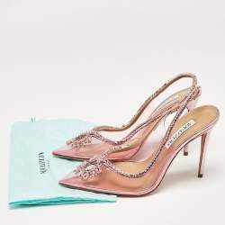 Pre Owned Aquazzura Pink PVC and Leather Seduction Slingback Pumps Size 38