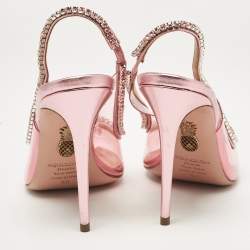 Pre Owned Aquazzura Pink PVC and Leather Seduction Slingback Pumps Size 38