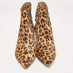 Pre Owned Aquazzura Brown Calf Hair Quant Ankle Length Boots Size 41