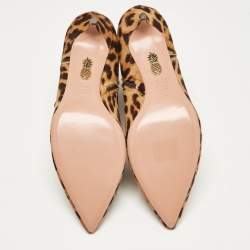 Pre Owned Aquazzura Brown Calf Hair Quant Ankle Length Boots Size 41