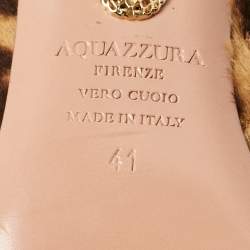 Pre Owned Aquazzura Brown Calf Hair Quant Ankle Length Boots Size 41