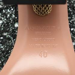 Pre Owned Aquazzura Green Glitter Alix Ankle Strap Pumps Size 40