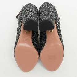 Pre Owned Aquazzura Green Glitter Alix Ankle Strap Pumps Size 40