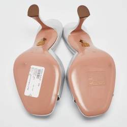 Pre Owned Aquazzura Silver Leather Violette Slide Sandals Size 36