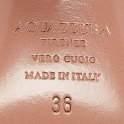 Pre Owned Aquazzura Silver Leather Violette Slide Sandals Size 36