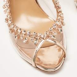 Pre Owned Aquazzura Transparent/Rose Gold PVC and Patent Leather Temptation Slingback Sandals Size 41