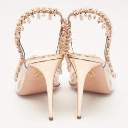 Pre Owned Aquazzura Transparent/Rose Gold PVC and Patent Leather Temptation Slingback Sandals Size 41