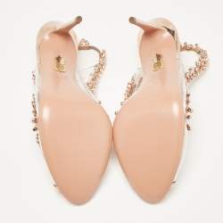 Pre Owned Aquazzura Transparent/Rose Gold PVC and Patent Leather Temptation Slingback Sandals Size 41