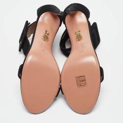 Pre Owned Aquazzura Black Suede Ankle Strap Sandals Size 39