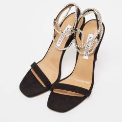 Pre Owned Aquazzura Black Suede Careless Whisper Sandals Size 38