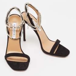 Pre Owned Aquazzura Black Suede Careless Whisper Sandals Size 38
