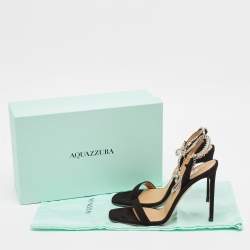 Pre Owned Aquazzura Black Suede Careless Whisper Sandals Size 38