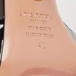 Pre Owned Aquazzura Black Patent Leather Divine Sandals Size 40