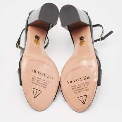 Pre Owned Aquazzura Black Patent Leather Divine Sandals Size 40