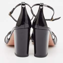 Pre Owned Aquazzura Black Patent Leather Divine Sandals Size 40