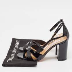 Pre Owned Aquazzura Black Patent Leather Divine Sandals Size 40
