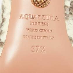 Pre Owned Aquazzura Brown/Beige Python Embossed Leather Embellished Bonbon Slingback Pumps Size 37.5