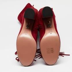 Pre Owned Aquazzura Red Suede Knee Length Boots Size 39