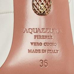 Pre Owned Aquazzura Cream Leather and Mesh the spy Pumps Size 36