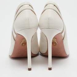 Pre Owned Aquazzura Cream Leather and Mesh the spy Pumps Size 36