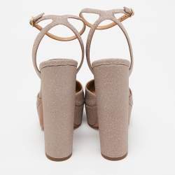 Pre Owned Aquazzura Rose Gold Glitter So High Platform Pumps Size 39.5