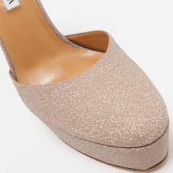 Pre Owned Aquazzura Rose Gold Glitter So High Platform Pumps Size 39.5