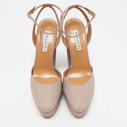 Pre Owned Aquazzura Rose Gold Glitter So High Platform Pumps Size 39.5