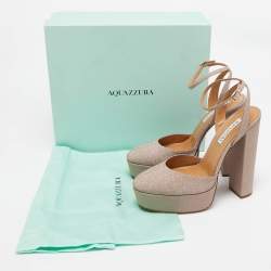 Pre Owned Aquazzura Rose Gold Glitter So High Platform Pumps Size 39.5